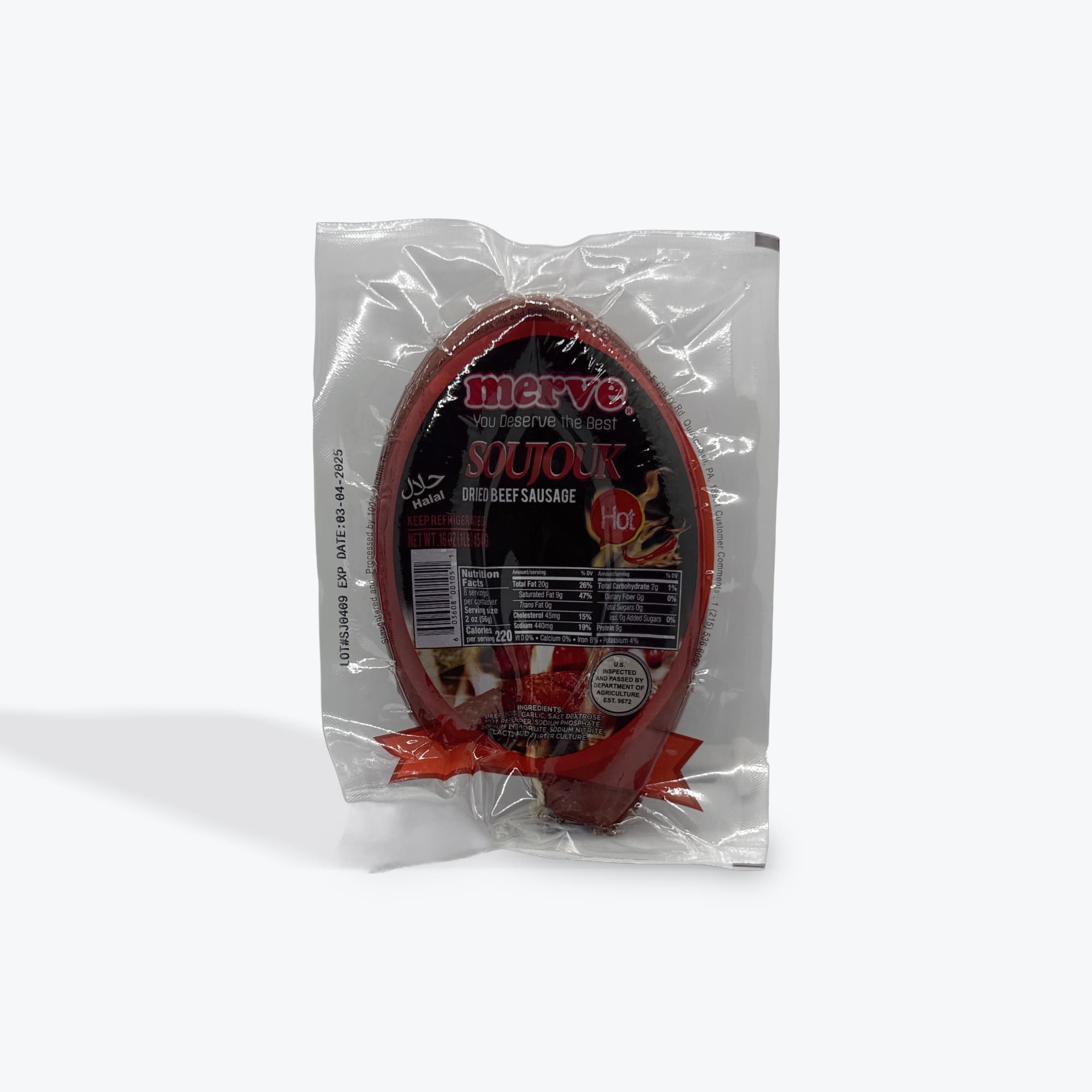 Merve Hot Soujouk 1Lb
