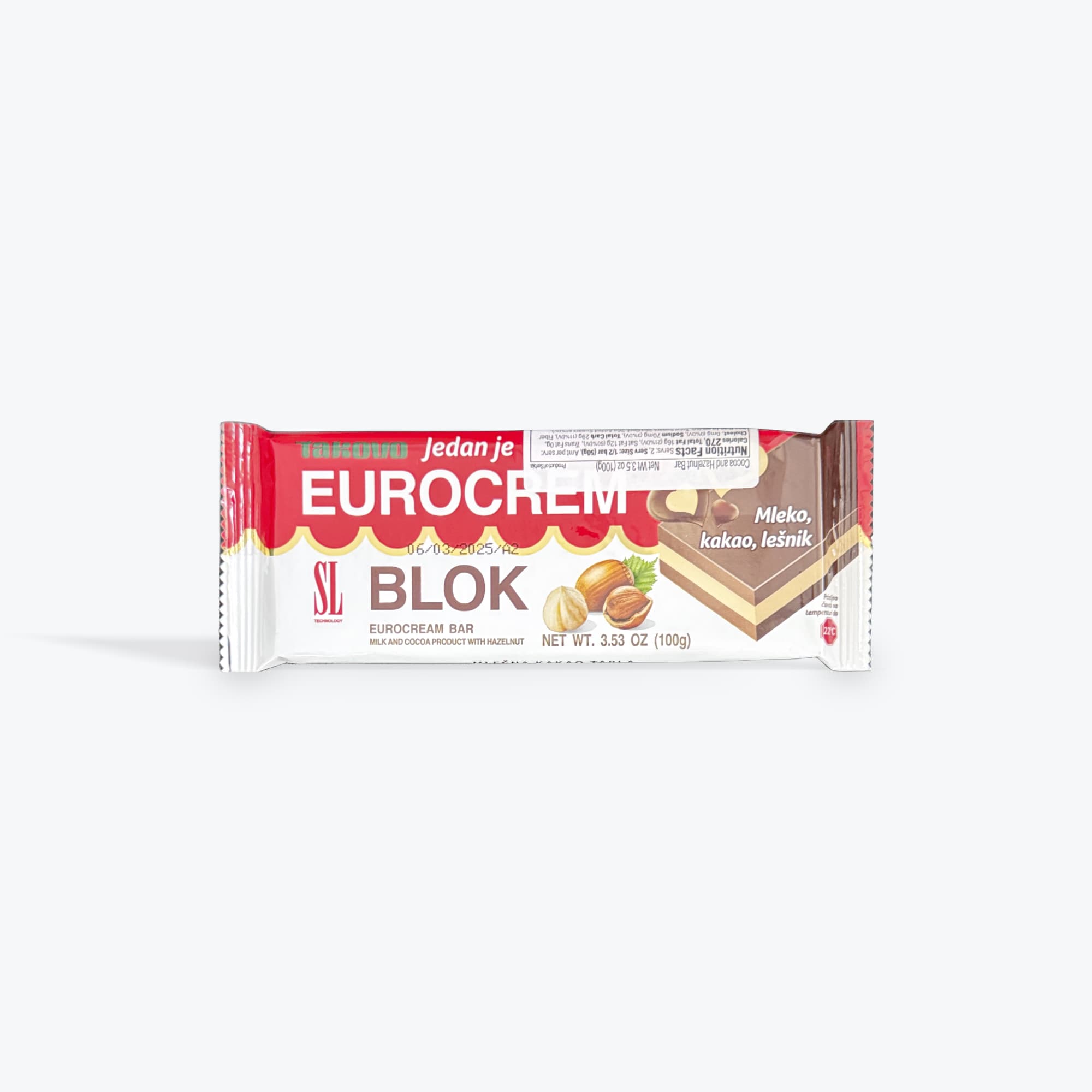 Eurocrem Chocolate Bar 100g