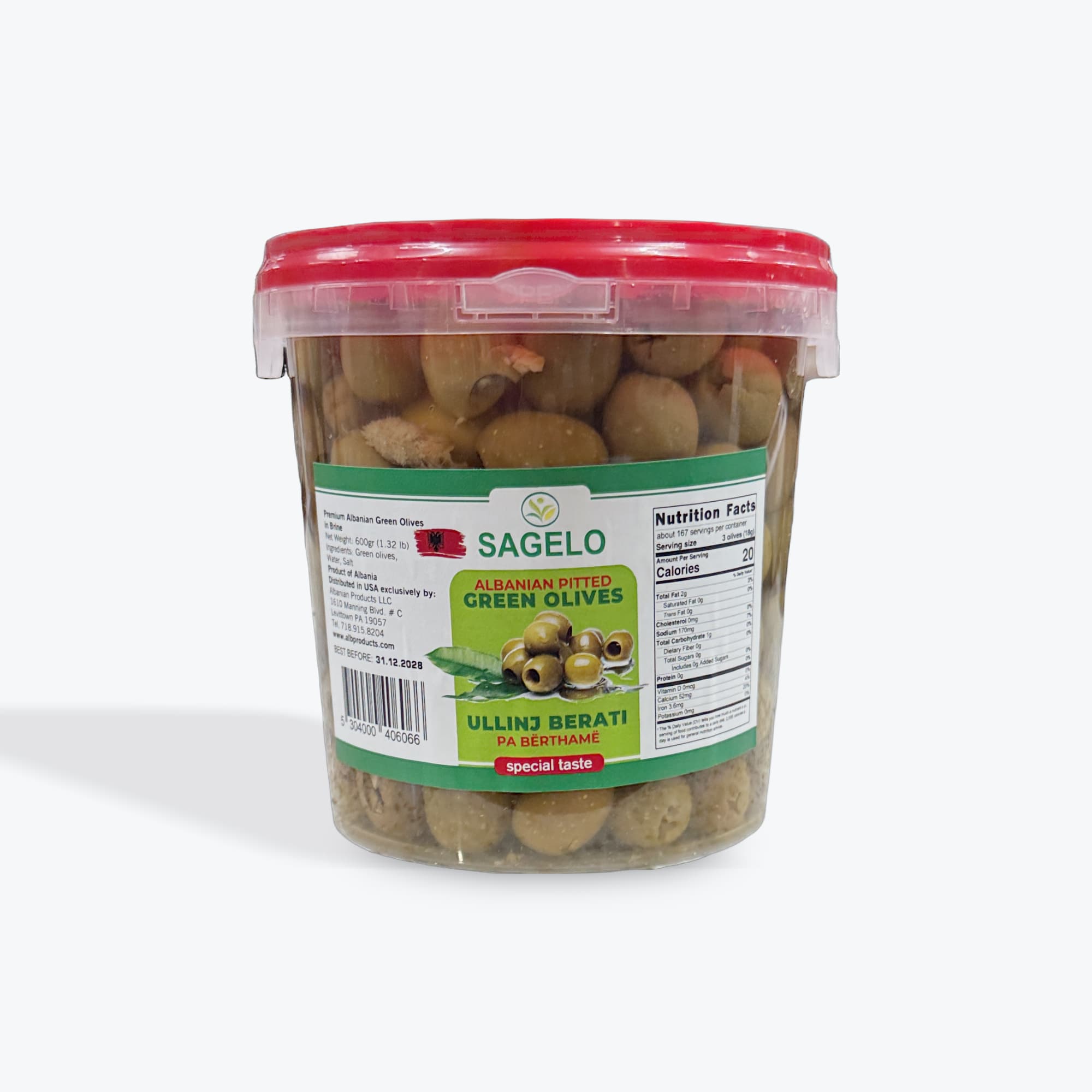 Sagelo Albanian Berati Pitted Olives 600g