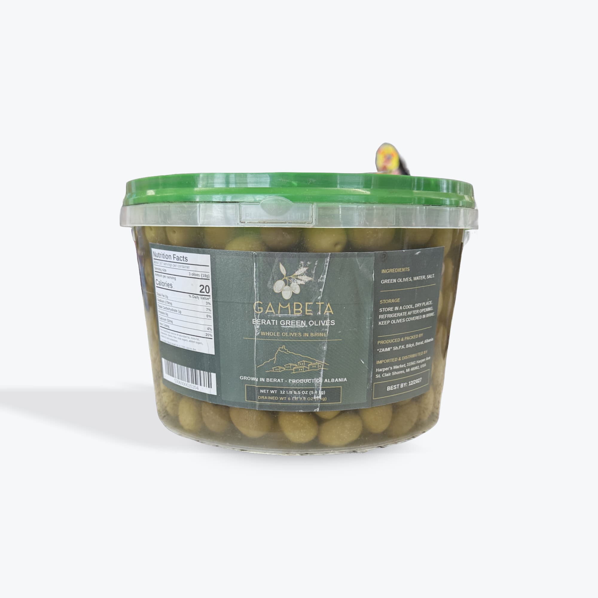 GAMBETA Albanian Berati Green Olives 3kg