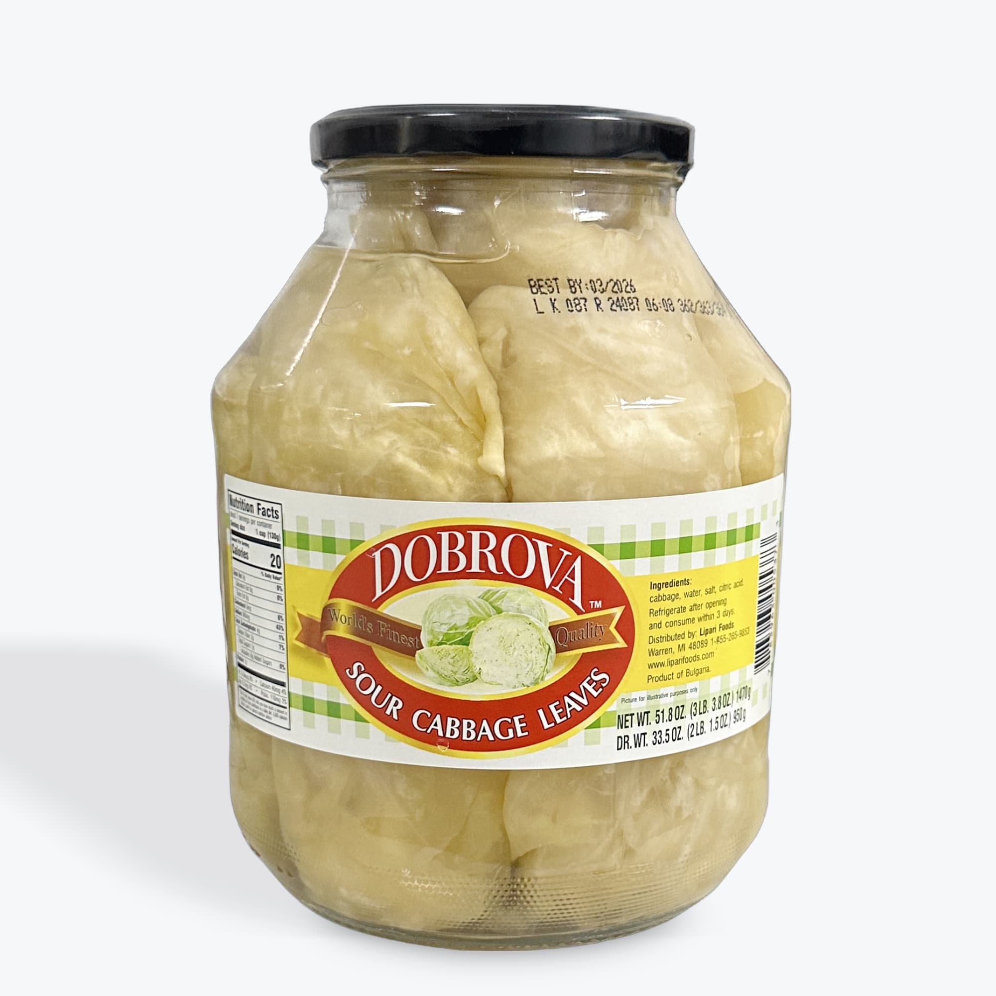Dobrova Sour Cabbage Leaves 1470g