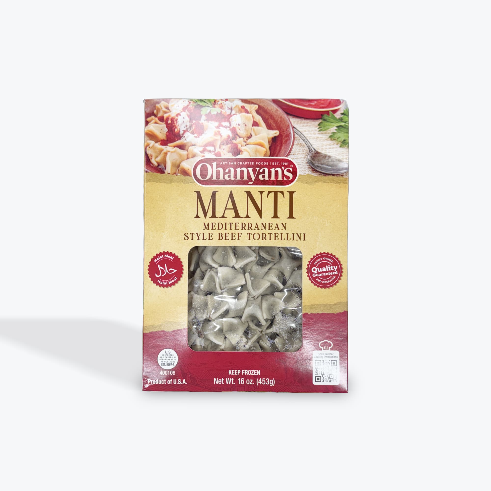 Ohanyans Manti Beef Tortellini 16oz