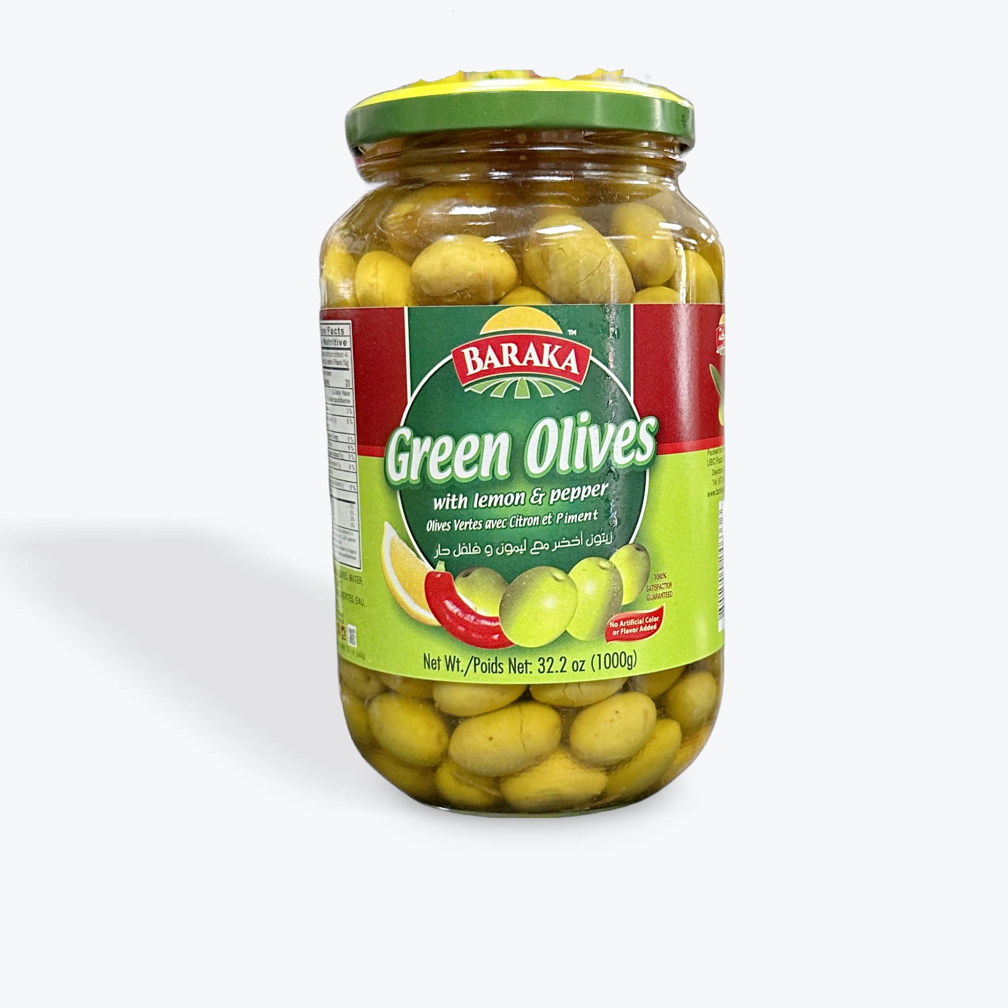 Baraka Green Olives W Lemon Pepper 1000g