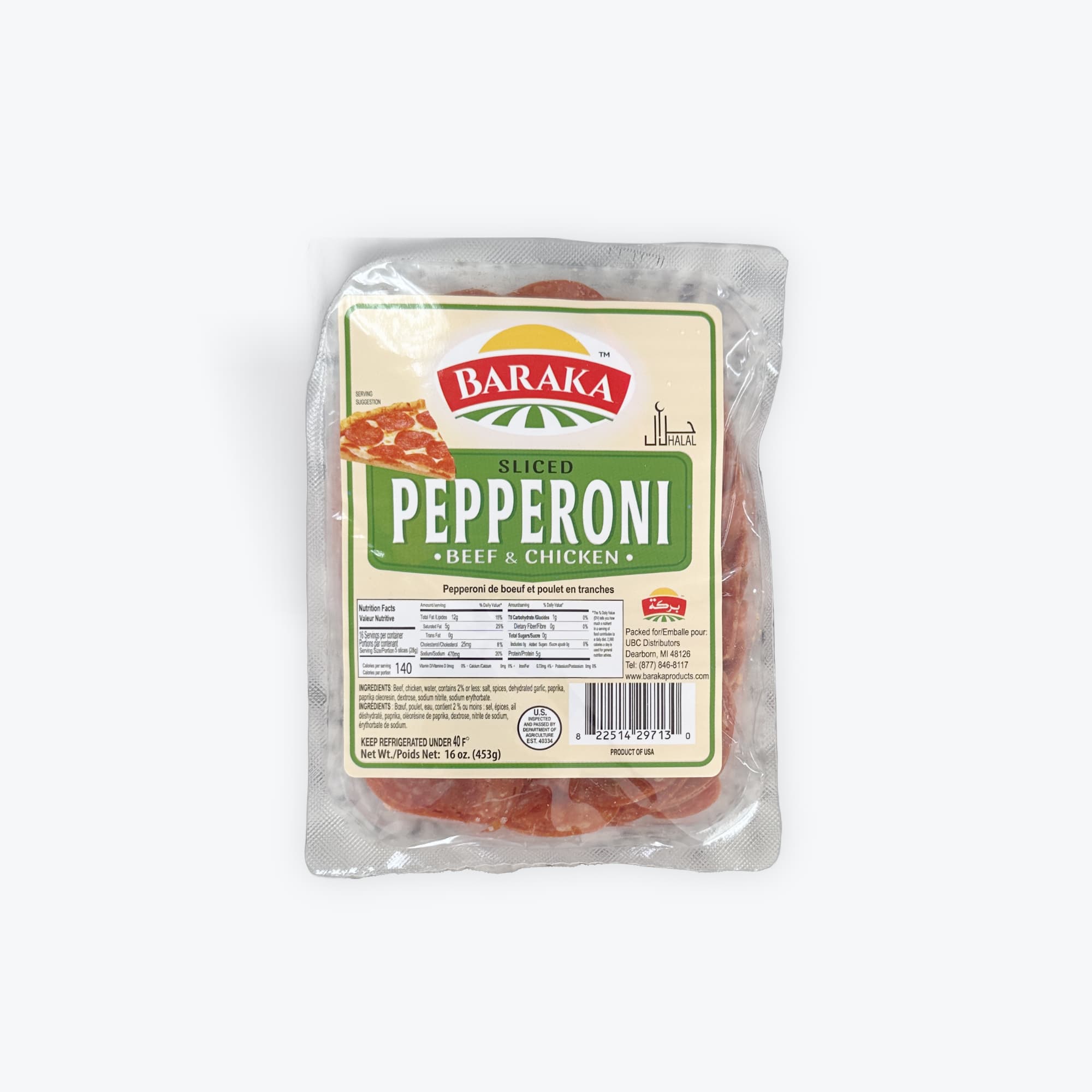 Baraka Sliced Beef & Chicken Pepperoni 16oz