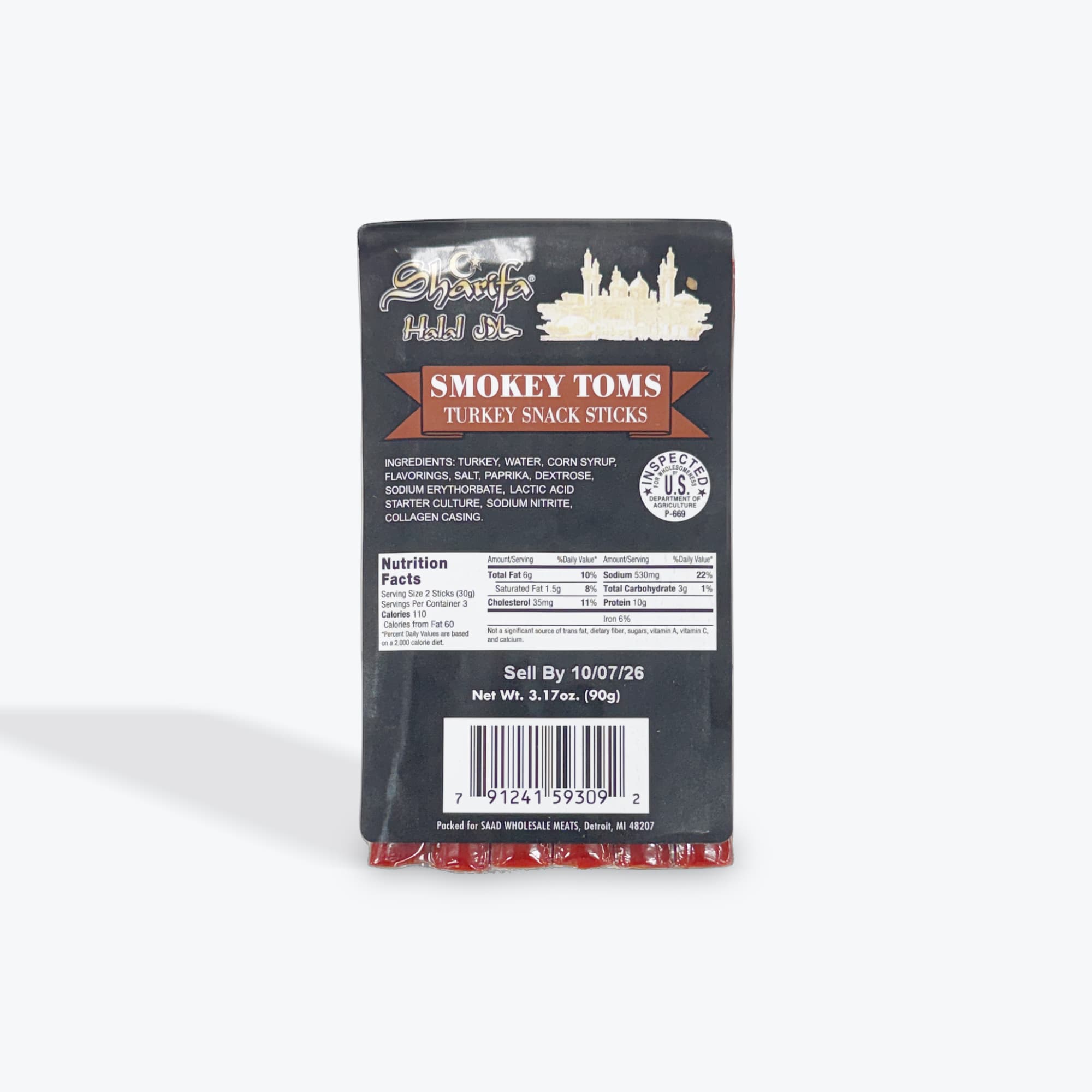Sharifa Smokey Toms Turkey Snack Sticks 90g