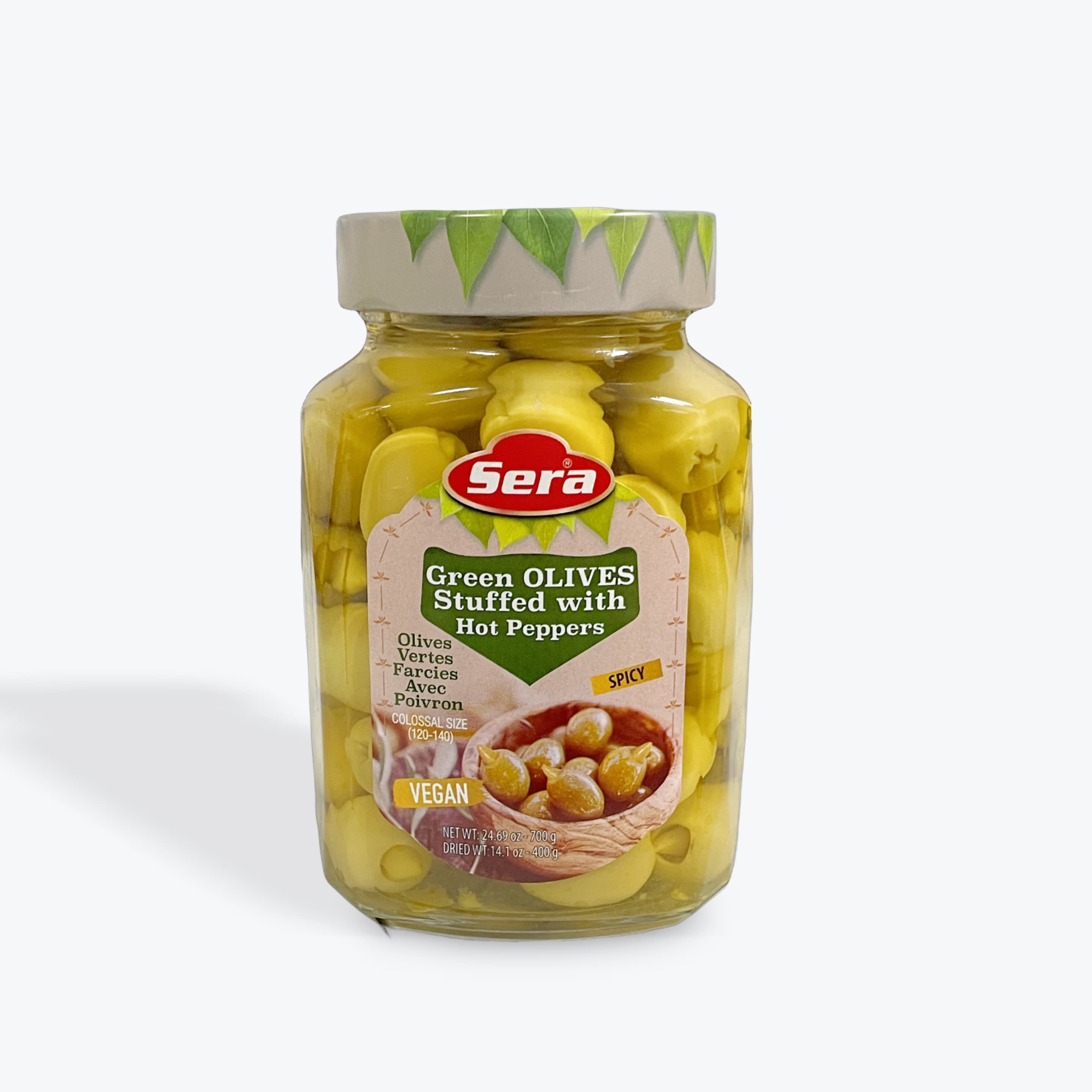 Sera Green Olives w Hot Peppers 24.69oz